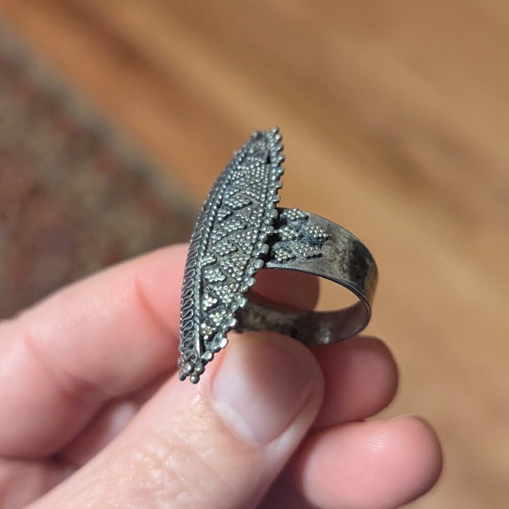 Intricate Filigree Boho Goth Tribal Sterling Silver Ring Witch Oblong Festival 9 - Picture 4 of 8